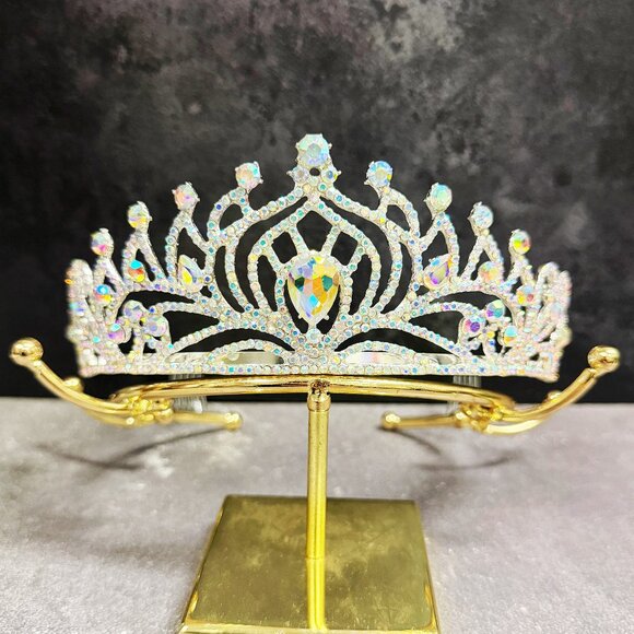 Diamond Silver Tiara, Tiara with Comb, Princess Tiara, Silver Cosplay Headband - Picture 1 of 8